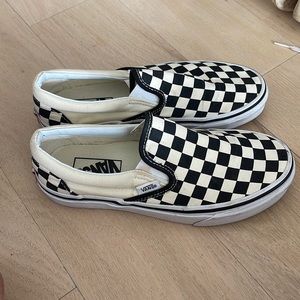 Checkered slip on vans
